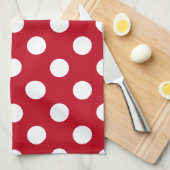 Witte polka stippen op rood theedoek (Quarter Fold)