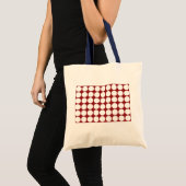 Witte polka stippen op rood tote bag (Voorkant (product))