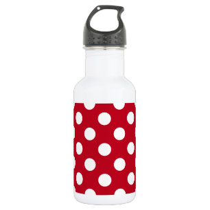 Witte polka stippen op rood waterfles