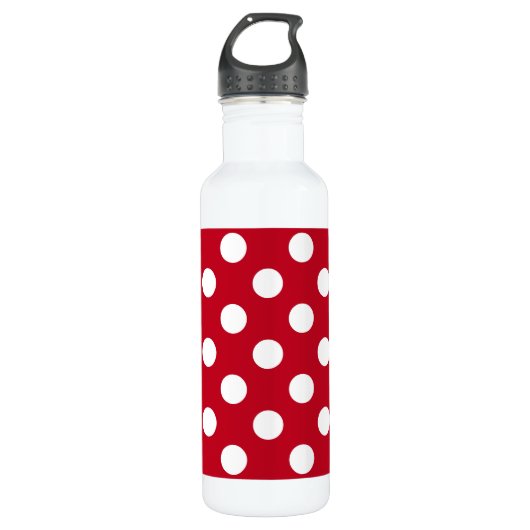 Witte polka stippen op rood waterfles (Voorkant)