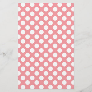 Witte polka stippen op roze achtergrond briefpapier