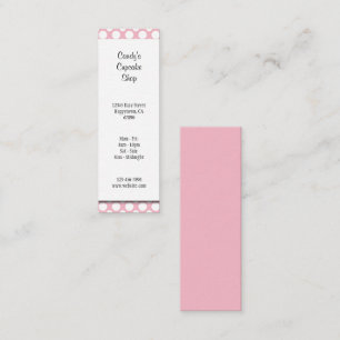 Witte polka stippen op roze bewerkbare zakenkaart mini visitekaartje