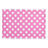 Witte polka stippen op roze kussensloop (Achterkant)