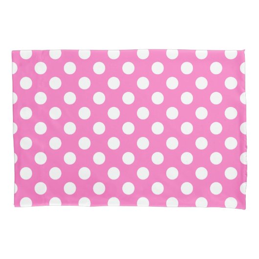 Witte polka stippen op roze kussensloop (Voorkant)