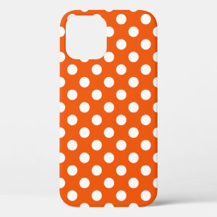 Witte polka stippen op sinaasappel iPhone 12 hoesje