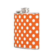 Witte polka stippen op sinaasappel heupfles (Links)