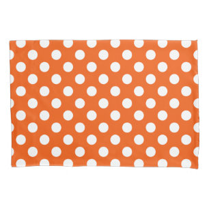 Witte polka stippen op sinaasappel kussensloop