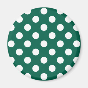 Witte polka-stippen op zonegroen magneet