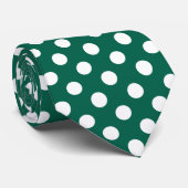 Witte polka-stippen op zonegroen stropdas (Opgerold)