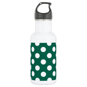 Witte polka-stippen op zonegroen waterfles