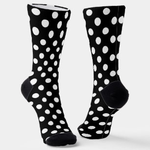 Witte polka stippen op zwarte achtergrond sokken