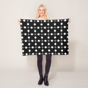 Witte polka stippen, Stippenpatroon, Stippen, Gest Fleece Deken