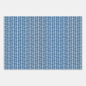 Witte Polkadots Chevron strepen op Frans blauw Inpakpapier Vel (Voorkant 2)