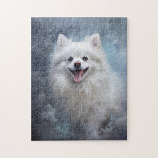Witte pomeraanse hond legpuzzel (Verticaal)