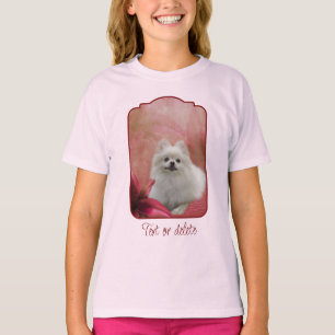 Witte Pomeranian Hond Lily Bloemen Dieren Kunst T-shirt