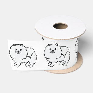 Witte Pomeranian Lieve Cartoon Hond Lint