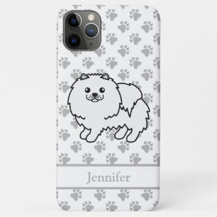 Witte Pomeranian Lieve Cartoonhond & Naam iPhone 11 Pro Max Hoesje