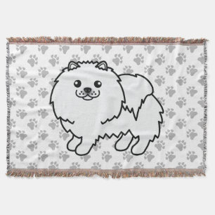 Witte Pomeranian Lieve Cartoonhond & Pootjes Deken