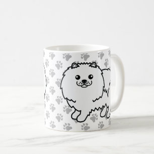 Witte Pomeranian Lieve Cartoonhond & Pootjes Koffiemok