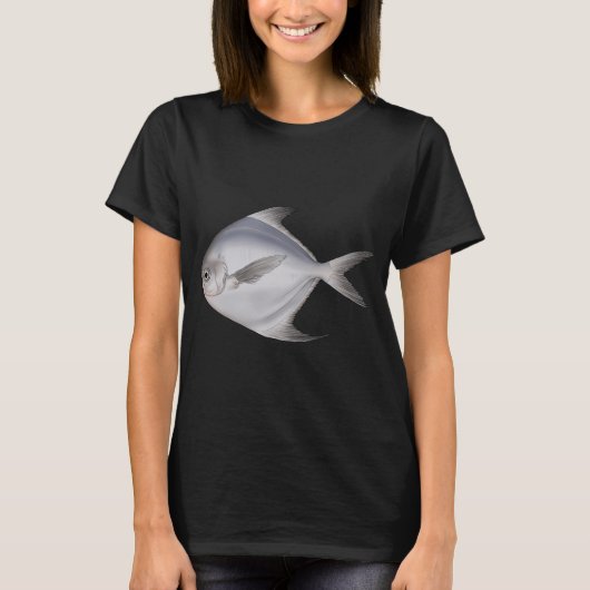 Witte Pomfret Vis T-shirt (Voorkant)