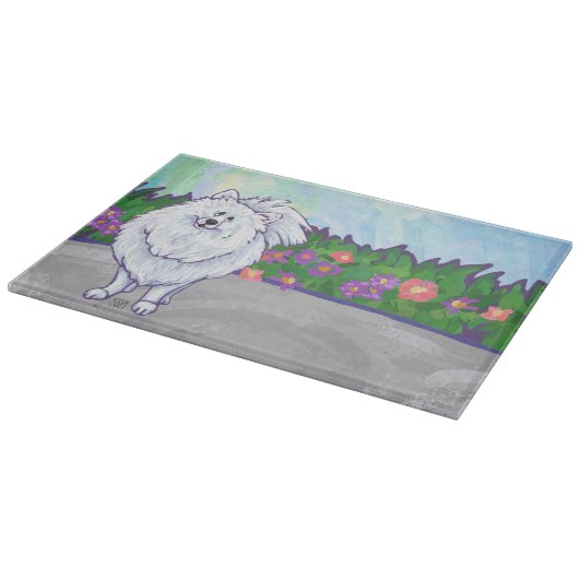 Witte pommeren Gifts & Accessoires Snijplank (Hoek)