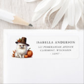 Witte Pommeren Herfst Thanksgiving Adres Etiket (Insitu)