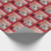 Witte pommeren hond bloemen cadeaupapier (Hoek)