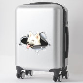 Witte Pommeren sticker, autoval, Pommeren Sticker (Koffer)