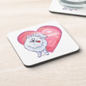 Witte Pommeren Valentijnsdag Drankjes Onderzetter (Linkerzijde)