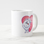 Witte Pommeren Valentijnsdag Extra Grote Mok (Voorkant rechts)
