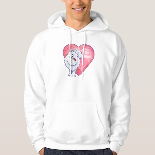 Witte Pommeren Valentijnsdag Hoodie (Voorkant)