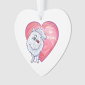 Witte Pommeren Valentijnsdag Ornament (voorkant)