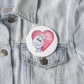 Witte Pommeren Valentijnsdag Ronde Button 7,6 Cm (In situ)