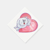 Witte Pommeren Valentijnsdag Servetten (Hoek)