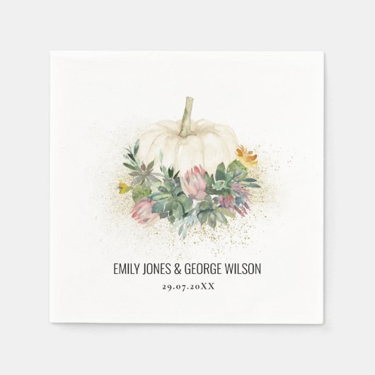 WITTE POMPKIN PINK PROTEA SUCCULENT FAUNA WEDING SERVET (Voorkant)