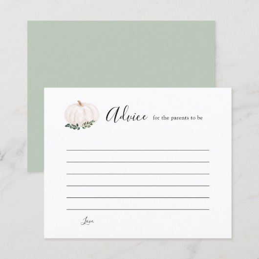 Witte Pompoen Baby Advies Voor De Aankomende Ouder (Voorkant / Achterkant)