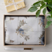 Witte Pompoen Blauwe Bloem w Fall Bladeren Waterve Tissuepapier (Geschenk)