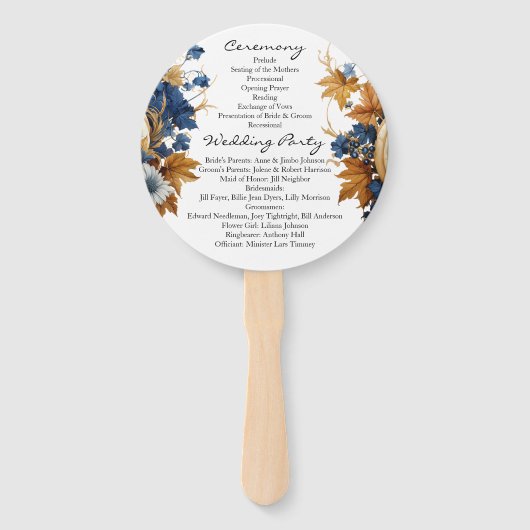 Witte Pompoen Elegant Herfst Tuin Ceremonie Progra Handwaaier (Achterkant)