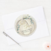 Witte pompoen en groen met String Lights Ronde Sticker (Envelop)