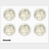 Witte pompoen en groen met String Lights Ronde Sticker (Vel)