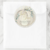 Witte pompoen en groen met String Lights Ronde Sticker (Tas)