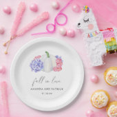 Witte pompoen en hortensia bloemen bruiloft papieren bordje (Feest)