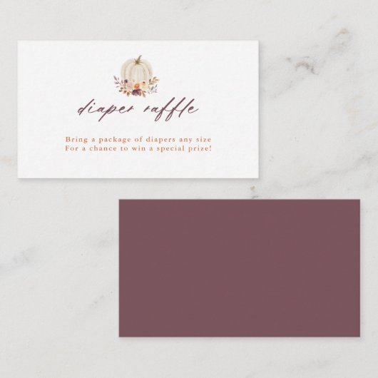 Witte pompoen en paars luierspoeling informatiekaartje (Voorkant / Achterkant)