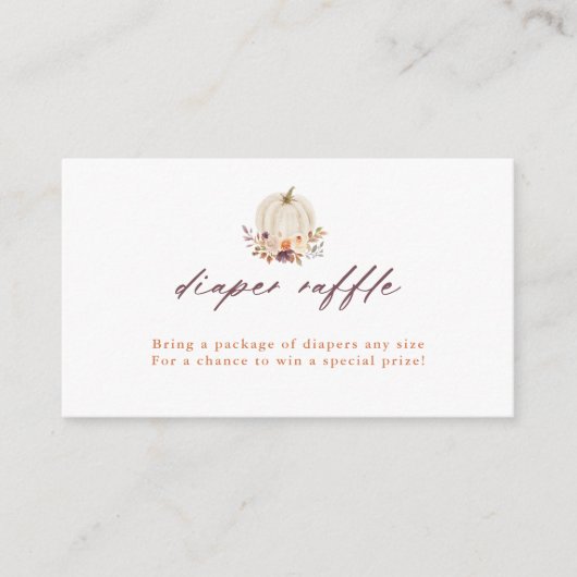 Witte pompoen en paars luierspoeling informatiekaartje (Voorkant)