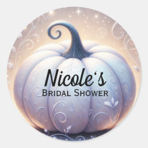 Witte Pompoen Glow Sparkel Licht Bruidsdouche Ronde Sticker