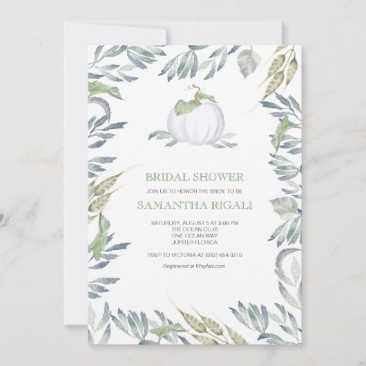 Witte pompoen groen Vrijgezellenfeest uitnodigen Kaart (Voorkant)