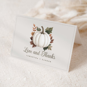 Witte pompoen Herfst Baby shower Dank u kaart
