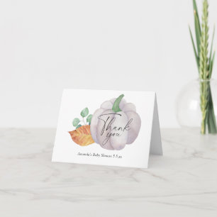 Witte pompoen herfst baby shower - Dank u kaart