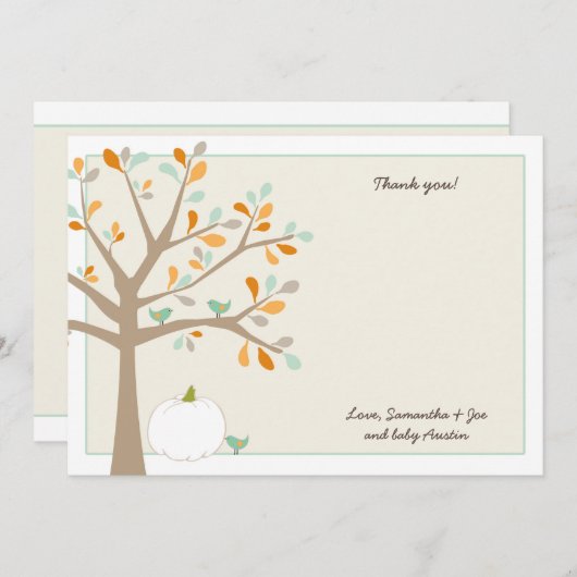 Witte pompoen herfst baby shower dank u uw opmerki notitiekaartje (Voorkant / Achterkant)