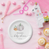 Witte pompoen herfst baby shower papieren bordje (Feest)